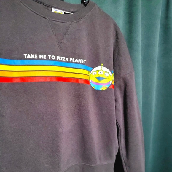 Toy Story Cropped Pizza Planet Crewneck- Fit Size Medium/Large - Picture 1 of 4